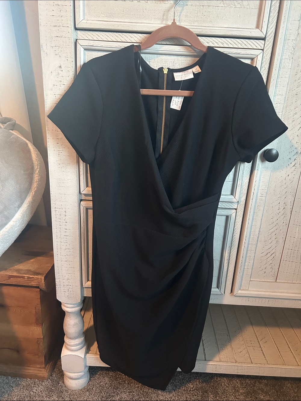 Bisou Bisou Black Short Sleeve Wrap Dress